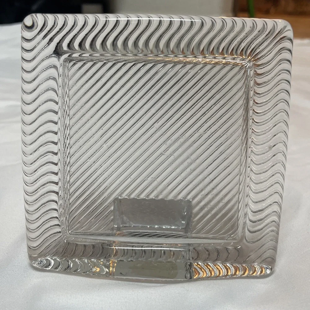 Mikasa Clear Glass 4‎ In Square Frame with Ribbed Art Deco Design